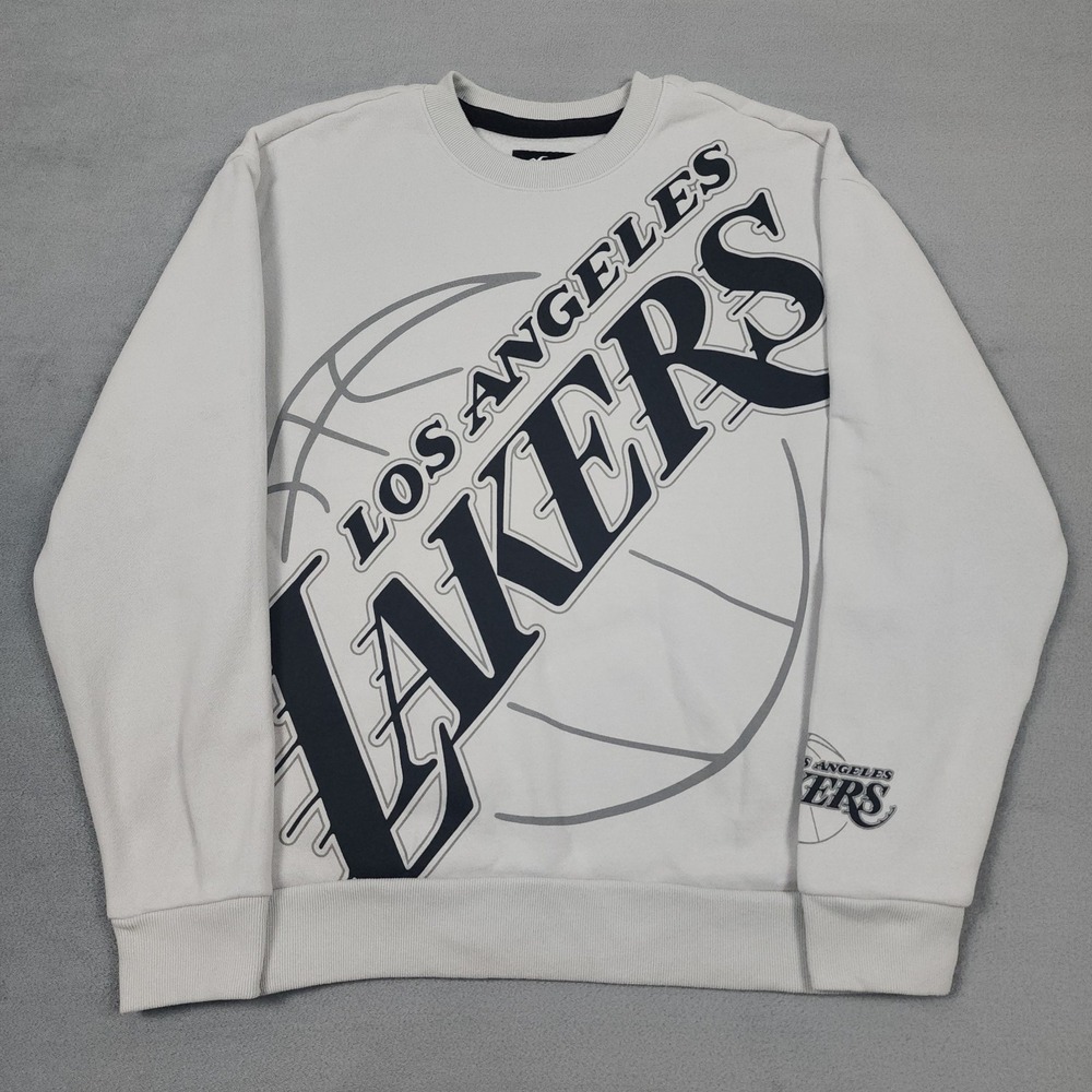 Los Angeles Lakers Sweatshirt Mens S White Big Logo Hollister NBA Basketball
